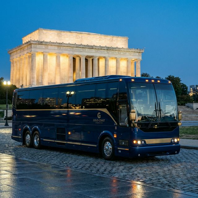 District Bus Charter Luxury Motorcoach at Lincoln Memorial